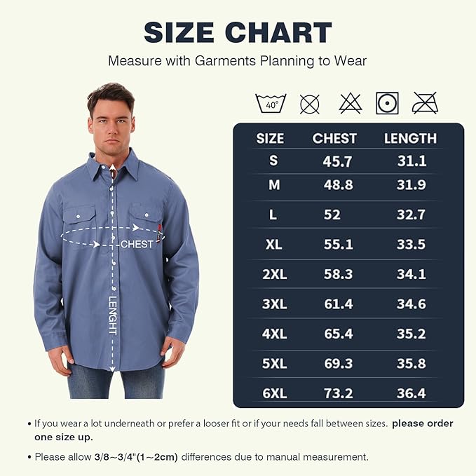 SKSAFETY 7oz FR Shirts for Men, Welding Shirt Hi Vis Flame Resistant 100% Cotton Fire Retardant Longsleeve Shirt CAT2