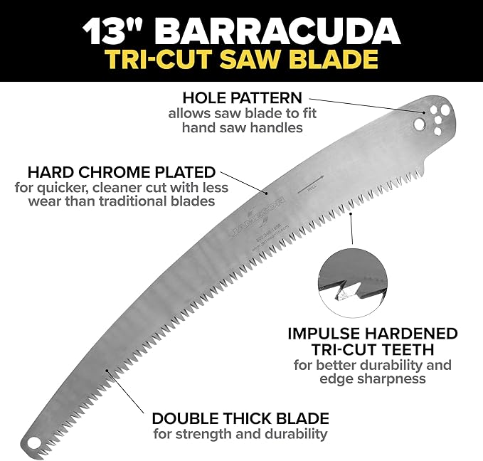 Jameson 13 in. Barracuda™ Tri-Cut Saw Blade with Universal Adapter (SB-UC) - Hard Chrome Plated, Long-Lasting, Fits Any Universal Head Hot Stick