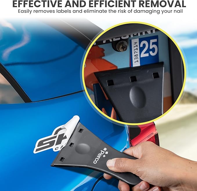 Perco 3-Inch Plastic Scraper with 3 Extra Blades for Quick and Effective Adhesive Removal - Safe on Most Surfaces with User-Friendly and Anti-Slip Handle