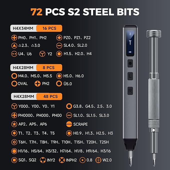 UF-TOOLS Mini Electric Screwdriver, 83 in 1 Cordless Rechargeable Small Power Screwdriver Set with 71 Bits, Led Light and Magnetic Mat, Professional Repair Tool for Phone Watch Camera Laptop PC