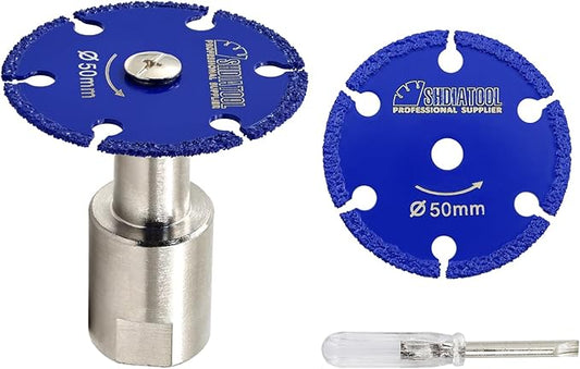 SHDIATOOL Diamond Metal Cutting Saw Blade, 2-Inch/50mm Mini Circular Saw Disc,Cut-off Wheel for Steel Tube Iron Rebar with 5/8" Flange(2 of Pack)