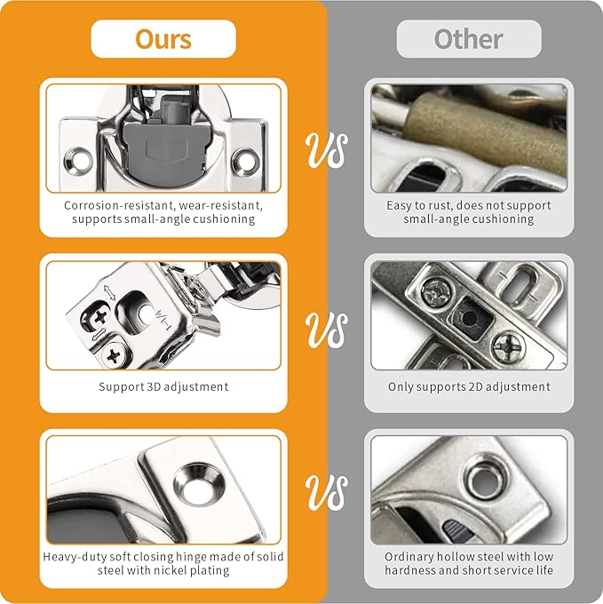 Chibery 20 Pack 1-1/4" Overlay 3D Soft Close Concealed Hinge for Face Frame Door, Smooth Slow Self Closing Hinges, Satin Nickel, Hidden 105째 Open Angle Stainless Steel Hinge for Kitchen Cabinet Door