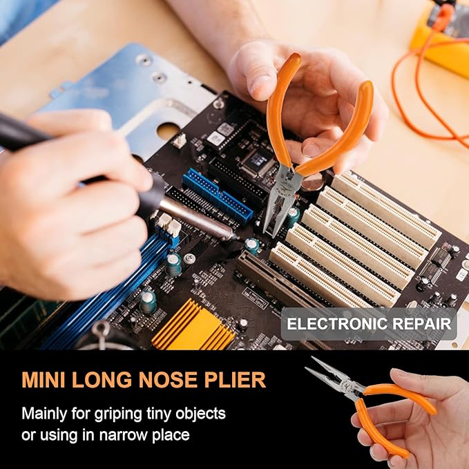 Rongon 5" Needle Nose Pliers for Jewelry Making, 5Pcs Small Needle Nose Pliers Set High Carbon Steel, Mini Long Nose Pliers with Wire Cutter for Home, Fishing, Jewelry, Crafts（5Pcs）
