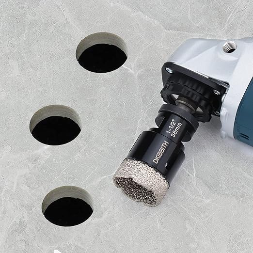 Dry Diamond Core Drill Bits 1-1/2 Inch Tile Hole Saws for Porcelain Ceramic Tile Granite Marble Stone Brick Hole Saw 38mm with 5/8-11 Thread Plus 3/8 Inch Hex Shank Adapter