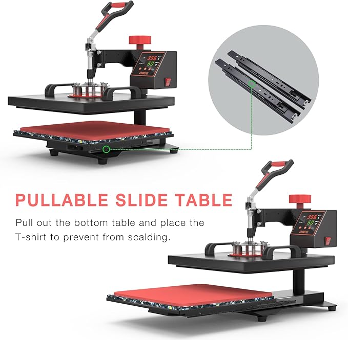 OIIEE Heat Press Machine 5 in 1 Combo Heat Press 15 x 15 Inch Heat Transfer Machine 360-Degree Swing Away Digital Shirt Printing Multi-function Heat Transfer Sublimation for T Shirts Mug Hat Plate Cap