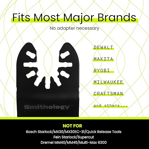 Smithology 50-Pack Universal Oscillating Saw Blades ??Long-Lasting Multi-Tool Blades for Wood, PVC & Plastic | Fits Dewalt, Milwaukee, Ryobi, Makita, Craftsman, Porter Cable, Ridgid, Rockwell & More