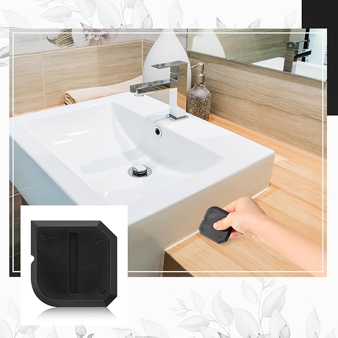 Outus 2 Pieces Caulking Tool Set Silicone Sealant Grout Tool for Kitchen Bathroom Floor Sealant Sealing(Black)