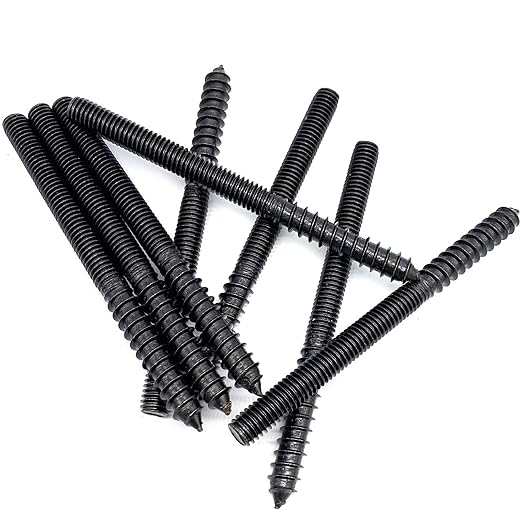 8 Pack 3/8-16 x 5 Inch Black Hanger Bolts 3/8-16" Double Headed Bolts 3/8 Wood Dowel Screw Self-Tapping Screw Hanger Bolts for Furniture Screws Double Screw Threaded Rods Bolt 127mm Length