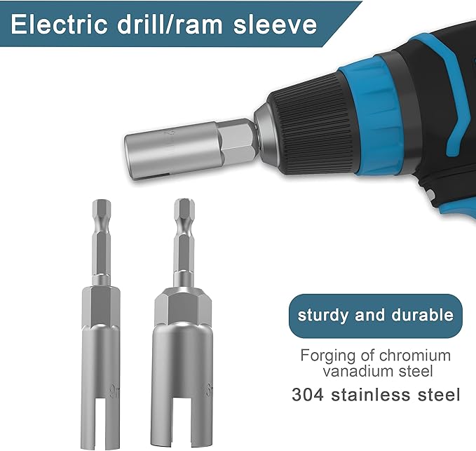 (2 Pack 2 Size 9mm,16mm)1/4"hex shank nut driver power wing nut drill bit socket tool drive kit, slotted wing nut drill sleeve wrench wrench kit, panel nut screw eye C-shaped hook bolt
