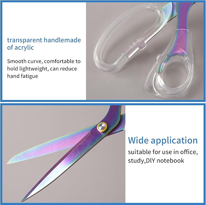 Acrylic Scissors, 9??Ultra-Sharp Titanium Coated Blades and Sharp All-Purpose Scissor, Sewing Scissors, Office Scissor, Comfortable Handle Design, Versatile Usage