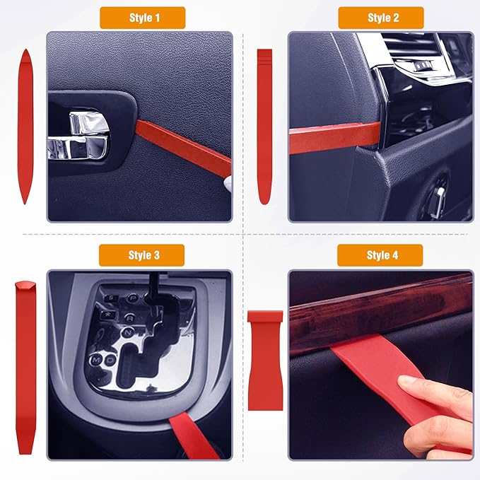 GOOACC 9PCS Auto Trim Removal Tool Kit No-Scratch Tool Kit for Car Audio Das Window Molding Fastener Remover Tool Kit-Red