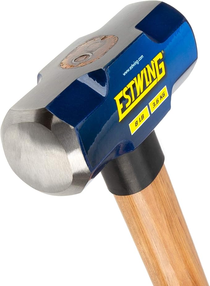 Estwing 8-Pound Hard Face Sledge Hammer - 36-Inch Hickory Handle, Ergonomic Grip, Durable Construction for Demolition & Stake Driving