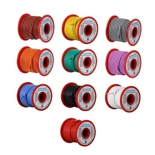 BNTECHGO 14 Gauge Silicone Wire Kit 10 Color Each 25 ft Flexible 14 AWG Stranded Tinned Copper Wire