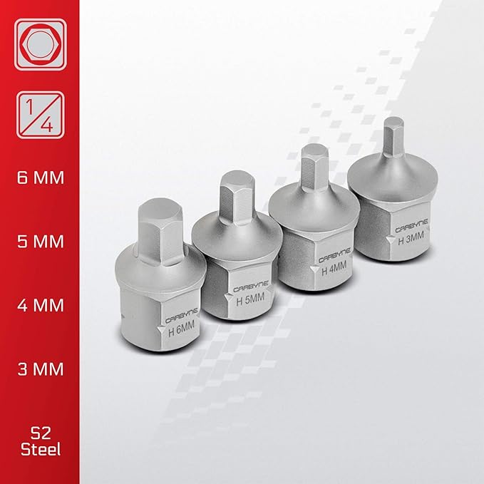 CARBYNE 9-Piece Metric Super Short Low Profile Hex (Allen) Bit Socket Set | 3mm to 14mm, Dual-Drive: Internal Square Drive & External Hex Drive ??From a Family-Run Tool Company in the U.S.