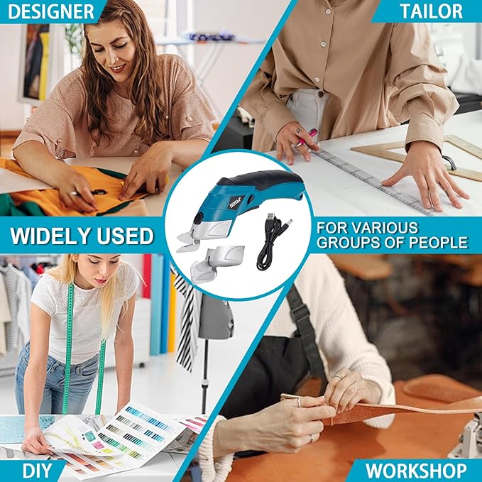 Cordless Electric Scissors,3.7V Fabric Cutter,Equipped with 2 Blades and 1 Charging line,Electric Cardboard Cutter for Fabrics,Cardboard,Carpets