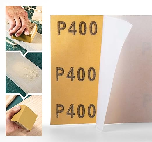 S SATC 400 Grit Sandpaper Roll Self Adhesive Backed Sandpaper 1 Roll Long PSA Sander Paper Roll Aluminum Oxide Gold Sandpaper for Automotive and Woodworking
