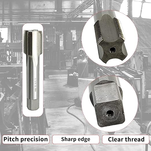 Lzcdelyxiao 1 1/4"-12 Tap UNF Right Hand Straight Flute Thread Tap Machine Tap 1-1/4"-12 TPI Nominal Diameter 1 1/4" Thread Per Inch 12 Fin Thread Tapping Thread High Speed Steel HSS 2B