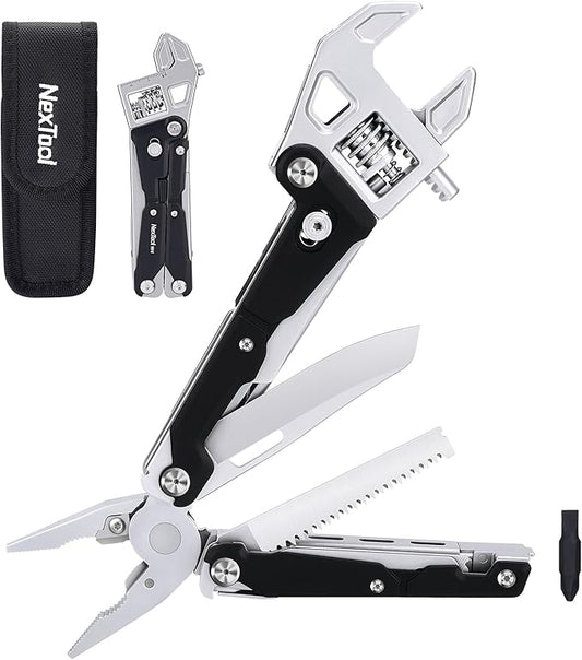 NexTool W4 Adjustable Ratchet Wrench Multitool, 11-IN-1 Foldable EDC Tool with Pliers, Knife, Saw and Screwdriver, Multi Tool for Camping, DIY, and Gifts for Him
