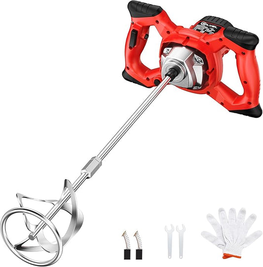 SILVEL Cement Mixer, Max 2300W Electric Concrete Mixer with 6 Adjustable Speeds, Portable Mortar Mixer, 110V Handheld Mud Mixer for Mixing Mortar, Paint, Slurry, Gypsum, Sheetrock, Feeding