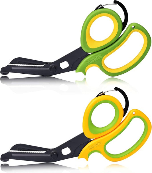 MEUUT 2 Pack Medical Scissors Trauma Shears with Carabiner design, 7.5" Fluoride Coated Non-stick Blades Bandage Scissor for Nurses, EMT, Household, outdoors