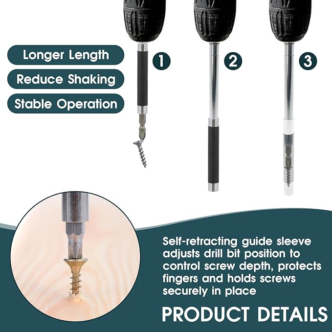 3pcs Magnetic Drive Guide Bit Holder 1/4 Inch Screw Guide Sleeve for Drill Bit Sleeves, Hex Shank Driver Extension Bits Holders Fast Change Screwdriver Drill Sleeve Holder