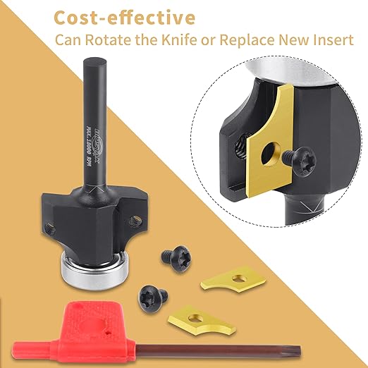 1/4" Radius Insert Roundover Router Bit 1/4" Shank, Replaceable Carbide Insert Edge Forming Roundover Bit Bead Rounding Over Edging Bit