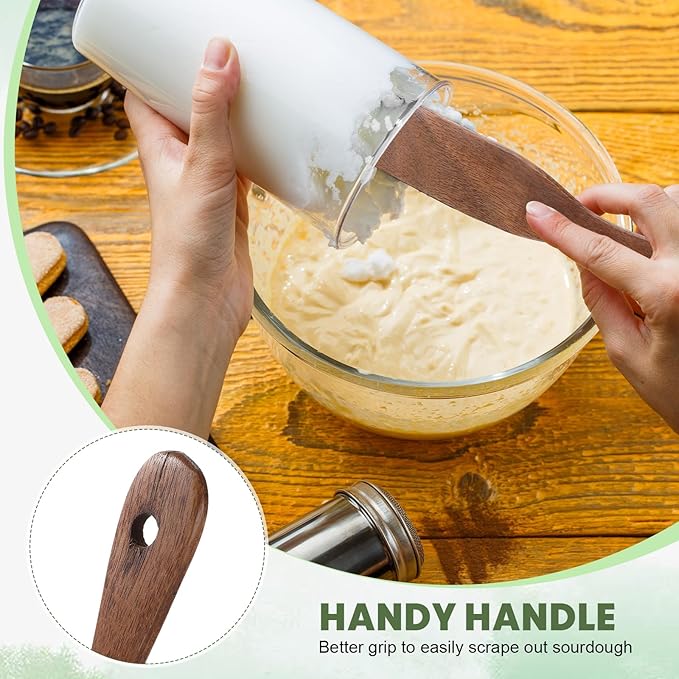 Baderke 11 Inch Wooden Sourdough Bread Mixing Stir and 13 Inch Wooden Spatula Paddle Stirring Stick for Kitchen Cooking Mixing Tool for Sourdough Starter Cookware Pot(Acacia)