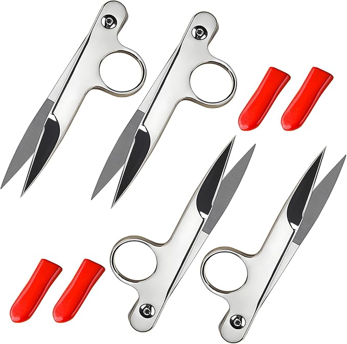 Thread Snips for Sewing, 4Pcs Sewing Snips with Protective Plastic Sleeve Small Scissors Mini Snippers Shear Trimming Nipper Clipper for Quilting, Embroidery, Dressmaking Tailoring Dressmaking