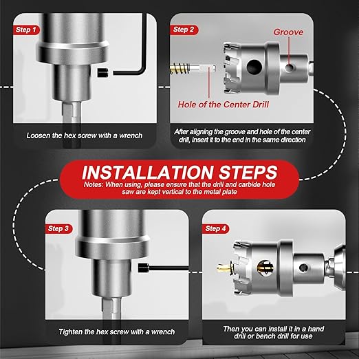 3/4" (19mm) 2Pcs TCT Carbide Hole Saw Kit for Metal - Heavy Duty Hole Cutter Drill Bits Set, Cuts Stainless Steel, Iron, Aluminum, Wood, Plastic