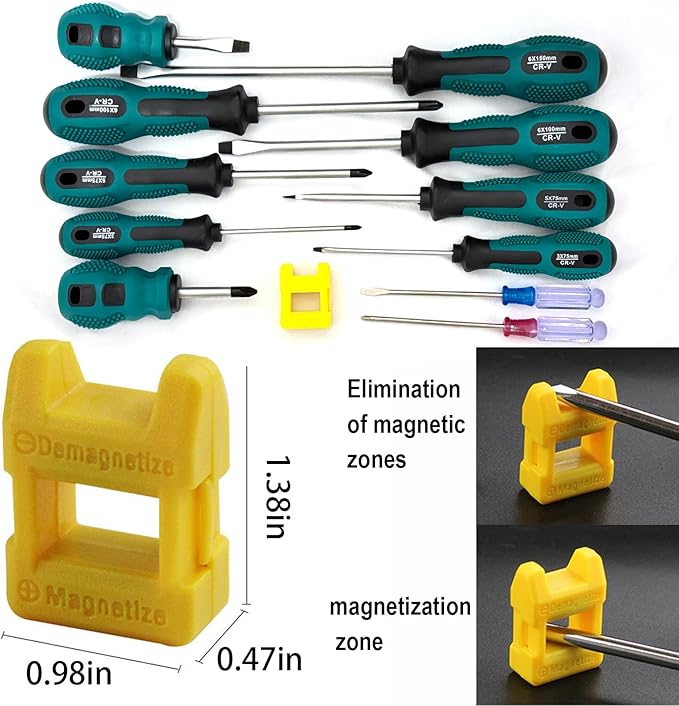 12-Piece Magnetic Screwdriver Set: 5 Phillips & 7 Flathead Slotted Precision with Case for DIY, Home Improvement, Electronics, Automotive‌
