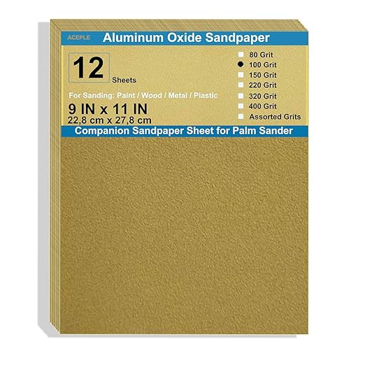 12 Pack Aluminum Oxide Sandpaper, 9x11 Inch 100 Grit Sandpaper Sheets for Wood Metal Wet Dry Sanding Block Sander