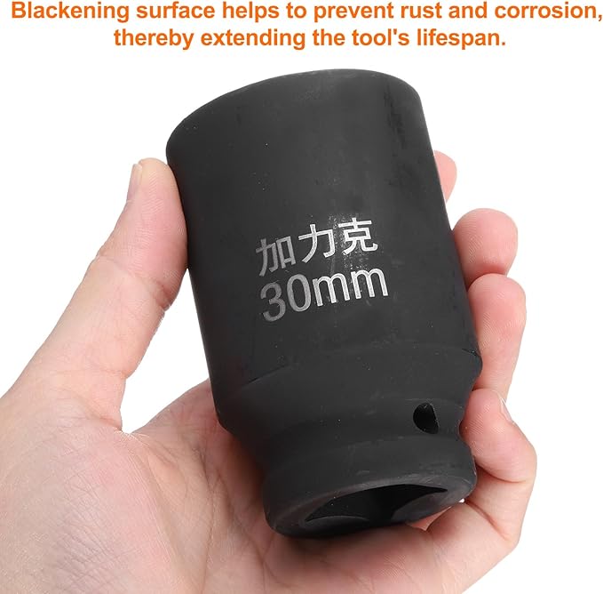 HARFINGTON 4 Point Square Socket 3/4" Drive by 30mm Metric Square Impact Socket 40CR Blackening Standard Wheel Sockets Pneumatic Socket Tool for Auto Repair Mechanical Maintenance Home Use