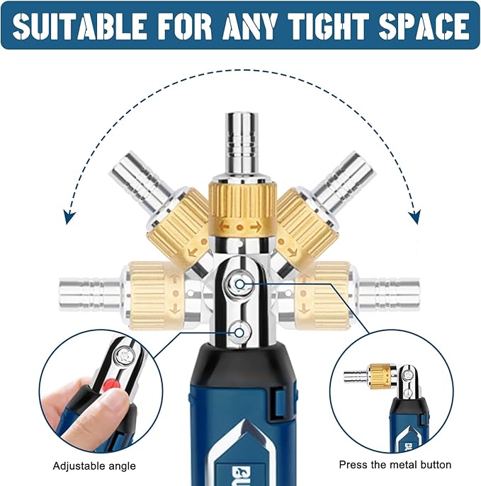 14-in-1 Ratcheting Screwdriver Set, Multi Screwdriver Tool All in One with 5-Position Adjustable Head, Magnetic Screwdriver Ratchet Set with Sockets & Bits for Home, Auto, DIY Repair