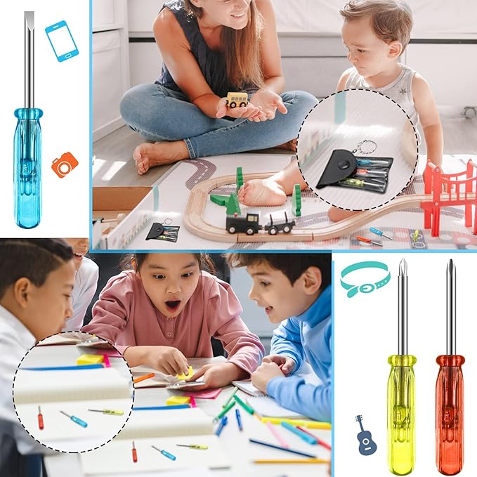 Jutom 90 Set Mini Screwdriver Keychain Set Bulk Includes 3 Mini Screwdrivers in a Portable Pouch with Snap with Hook Bulk Adult Men Employee Coworkers Gifts for Birthday Tool Party Favors Prize