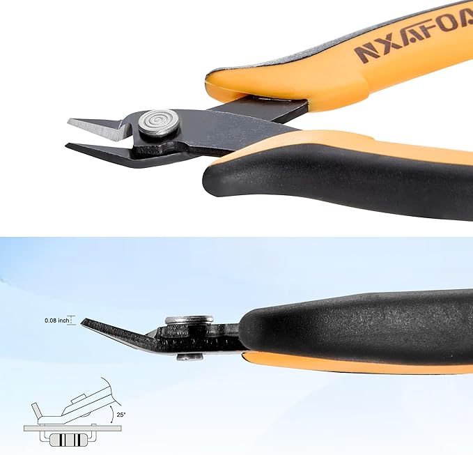 Micro Wire Cutters, 5.4 Inch Flush Cutters, 1 Pack Sharp Spring Loaded Micro Diagonal Cutters for Jewelry, Zip Ties, Electronics & DIY with Soft Grip Handles (Yellow & Black)