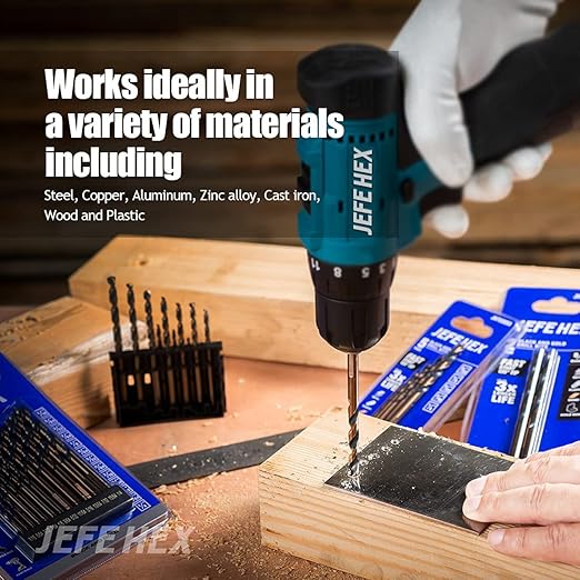 JEFE HEX 5set*4packs Twist Drill Bits Set,3-flat Shank for Anti-Walking, 135째 Split Point, Black & Gold Coated, Jobber Length for General Purpose
