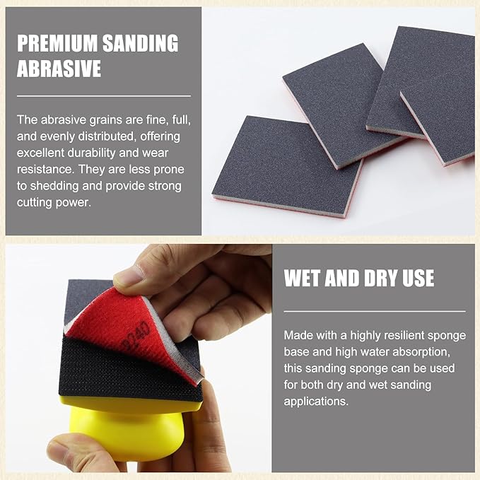 24pcs 1200Grits Sanding Sponge, Wet and Dry 4"x3" Sanding Block, Reusable Sand Paper for Metal Wood Drywall Walls Stone Automotive Paint Plastic DIY (1200 Grits)
