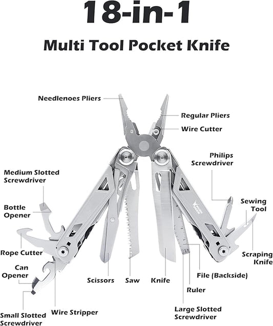 RUSH DEER Multi-Tool 18-in-1 Essential Survival Tools and Multitools Plier,Versatile Camping Tool Kit-Gift for Men-ultimate versatile toolkit For DIY,Outdoor