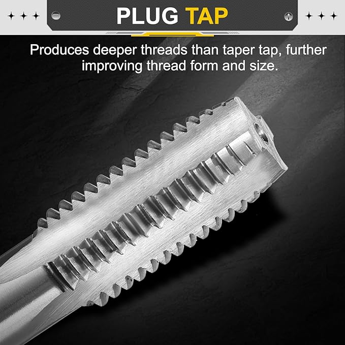 uxcell Hand Plug Tap M14 x 2 H2 Metric Thread Plug Style Taps Straight Flute Screw Tapping Threading Tool High Speed Steel HSS6542