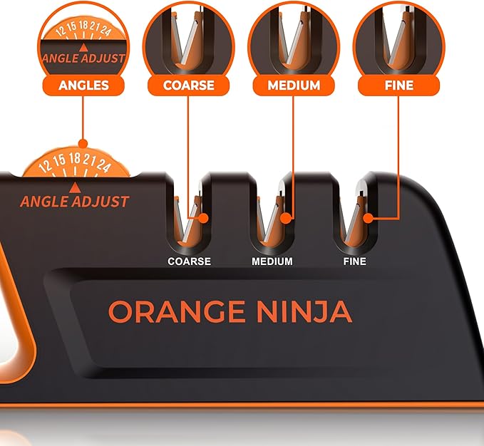 5 Precision Adjust Knife Sharpener- 3-Stage Premium Kitchen Knife Sharpener to Repair, Restore & Polish Blades by Sharp Pebble