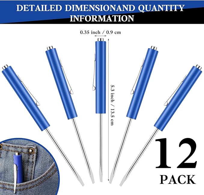 12 Pieces Pocket Screwdriver Mini Tops And magnetic pocket screwdriver with A Single Blade Head for Mechanical, Electrician (blue)