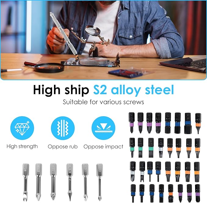 40 in 1 Magnetic Ratchet Screwdriver Set竊?Multi Bit Magnetic Ratcheting Screwdriver with Ergonomic Handle for Furniture竊똓epair Tool Kit for Computer Bicycle Furniture DIY(Silver black)