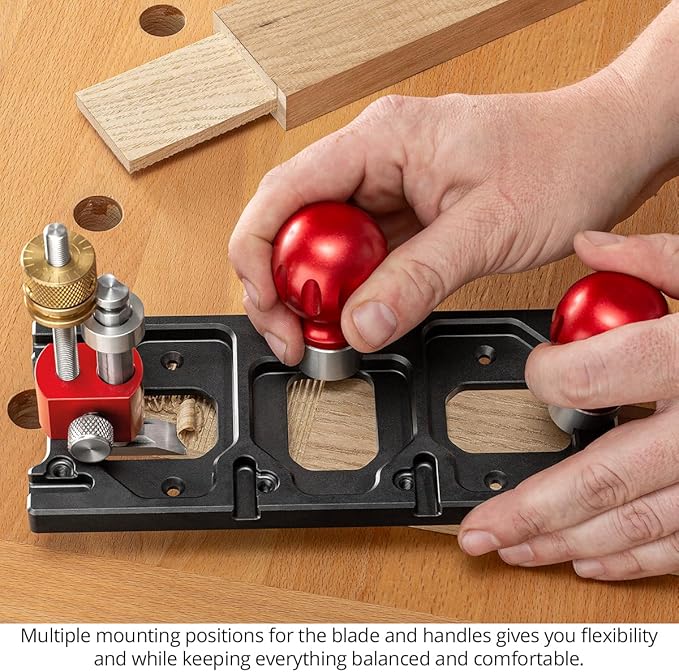 Woodpeckers Router Plane, Precision Woodworking Tool for Joinery, 3 Mount Positions, Zero-Backlash Thumbwheel, Spear & Straight Blades, Ductile Iron Base - WRP