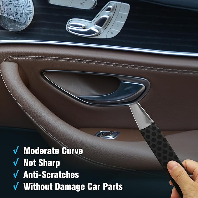 4140 Steel Pry Tool, Auto Trim Removal Tool Pry Bar for Vehicle Door Panel, Audio Radio Panel, Dashboard Repair Upholstery Tool, Pack of 1 Black