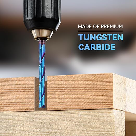HQMaster Extra Long Spiral Router Bit Upcut 1/4 Inch Shank Solid Carbide CNC Router Bit with Nano Blue Coating CNC Bits End Mill for Woodwork Mortise Slot Trim