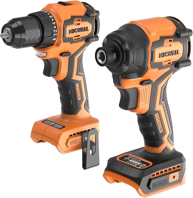 Cordless Impact Driver and Drill Combo Kit (Tool Only) Compatible with Dewalt 20V Max Battery, Up to 2300 In-lbs Brushless1/4" Impact Driver and 620 In-lbs 3/8" Power Drill with Tool Bag, LED Light