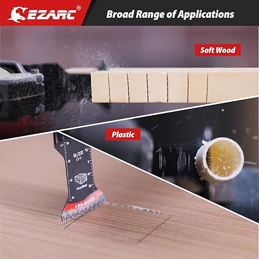 EZARC Japanese Tooth Oscillating Saw Blades, 20 PCS Arc Edge Oscillating Multitool Blades Clean Cut for Wood and Plastic, Universal Quick Release Multi Tool Blades Kits