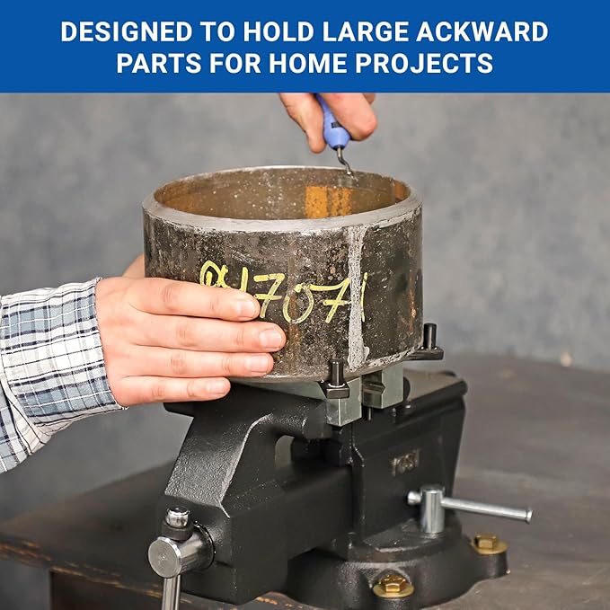 Yost Vises MV-5 5" Wide Jaw Multipurpose Bench Vise | Industrial-Grade Work Table Mechanic Tools for Wood & Metal Works | 360째 Swivel Base | Includes 4 Jaw Dogs