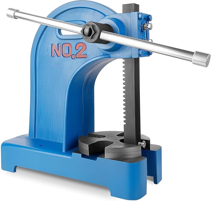 Vohala 1 Ton Arbor Press, Manual Arbor Press, 6"" Maximum Height, Cast Iron Desktop Press for Bending, Stamping, Forming, Stretching (2 Ton Bule)