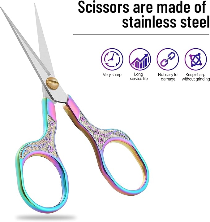 Small sharp scissors-Glexal 5 Inch Precision Scissors-2 pack,razor Sharp Blade Shears for craft embroidery sewing school office cutting…